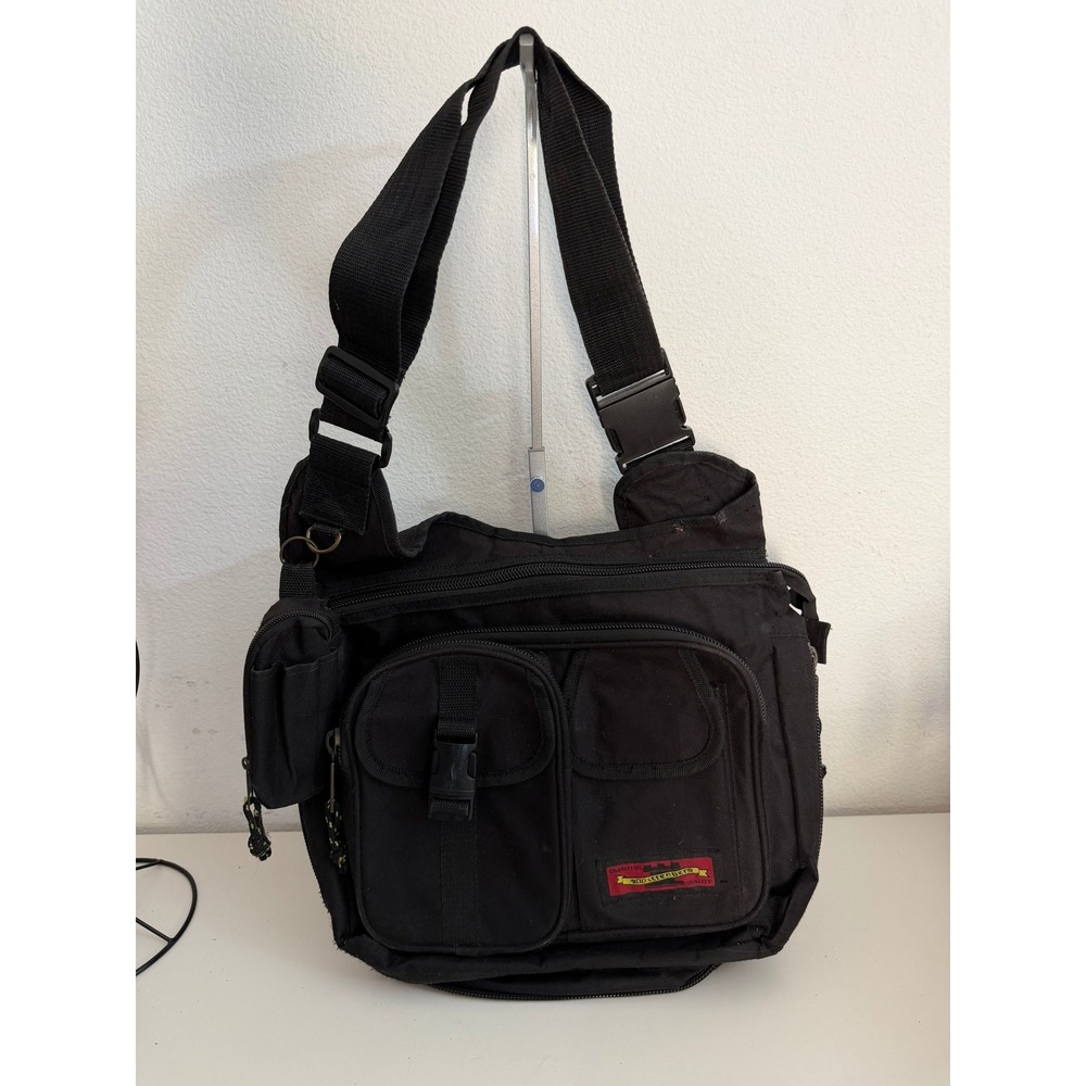 Writtenburg Black Canvas Tactical Messenger Bag Multi-Pocket Crossbody Utility